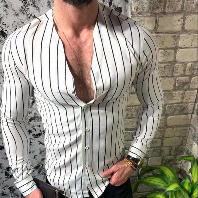 Commuting Basic Section Stripe Slim Fit Shirt