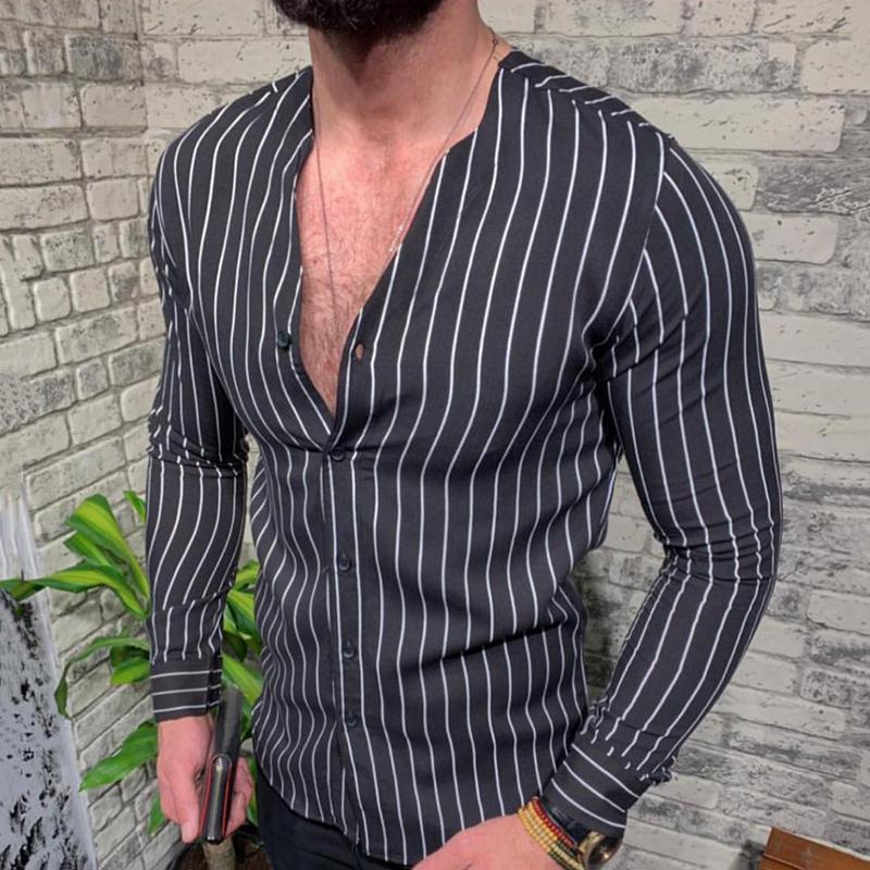 Commuting Basic Section Stripe Slim Fit Shirt