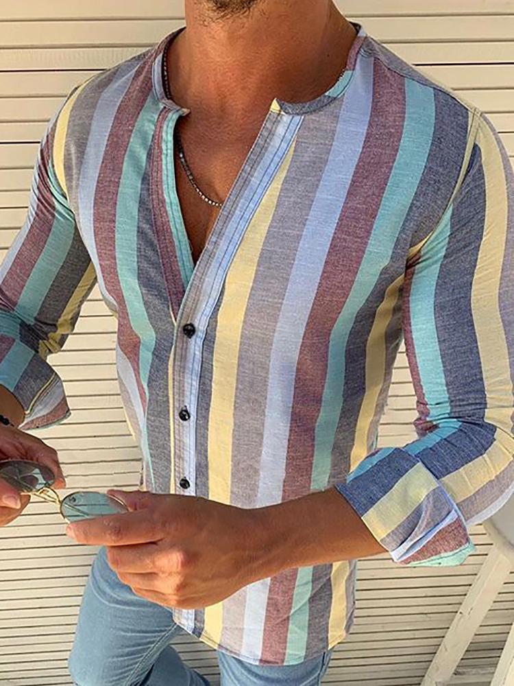 Fashion Colorful Stripe Slim Fit T-Shirt