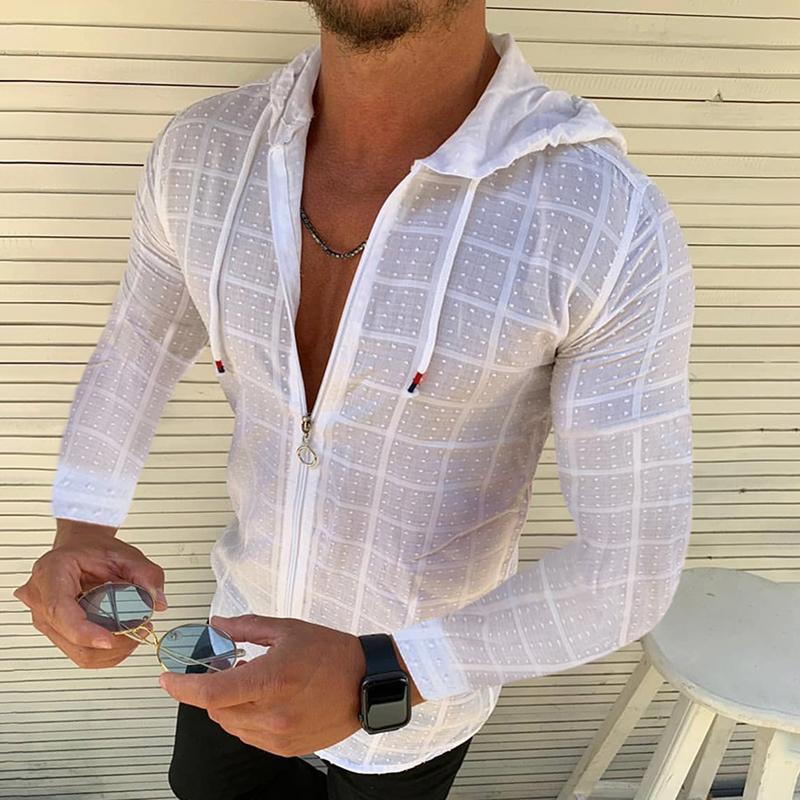 Casual Thin Section Hooded Zipper Shirt