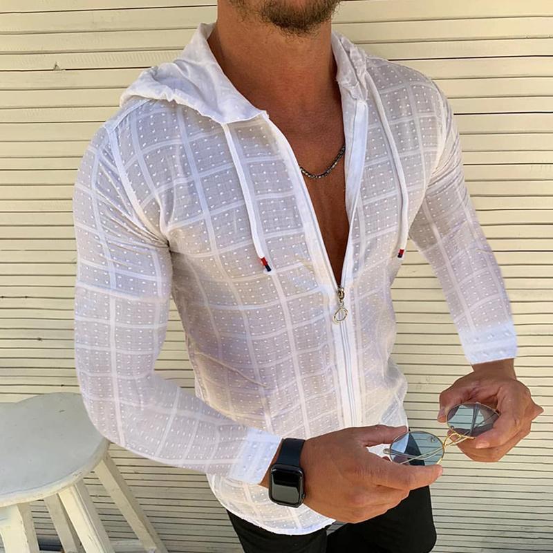 Casual Thin Section Hooded Zipper Shirt