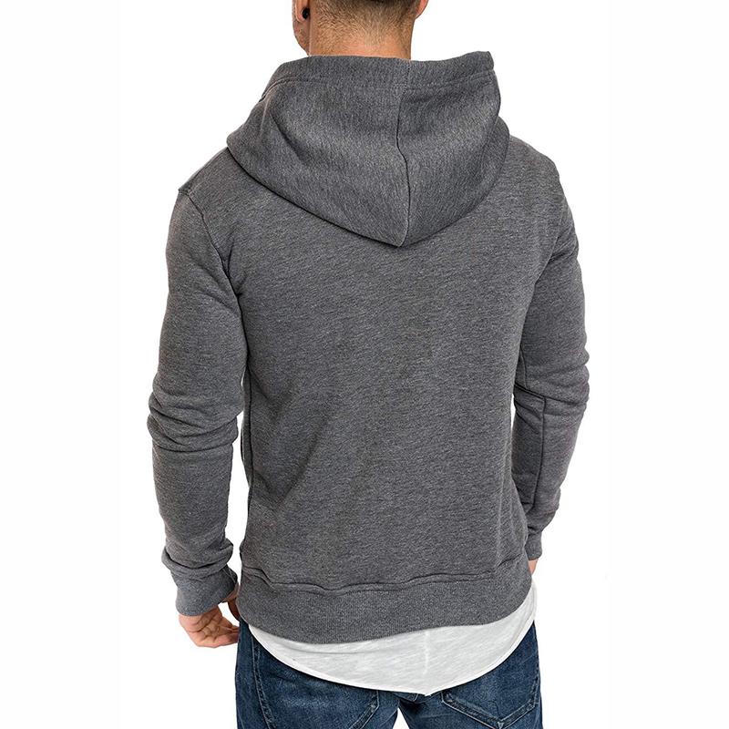 Fashion Pure Colour Fleece Button Hooded Sweatshirt