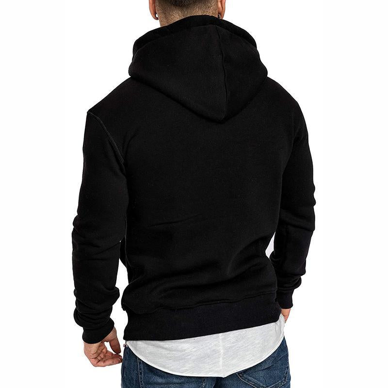 Fashion Pure Colour Fleece Button Hooded Sweatshirt