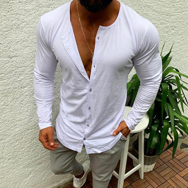 Casual Simple Pure Colour Single-Breasted T-Shirt
