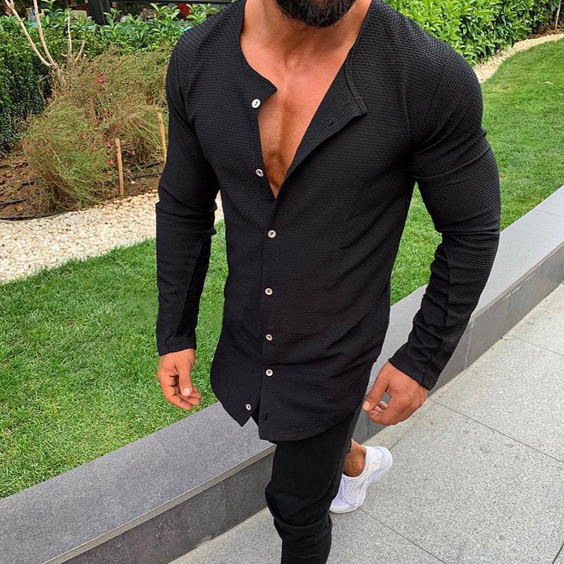 Casual Simple Pure Colour Single-Breasted T-Shirt