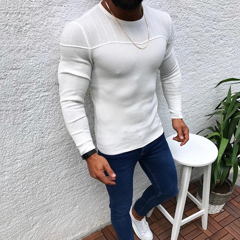 Casual Pure Colour Round Neck Slim Fit Sweater