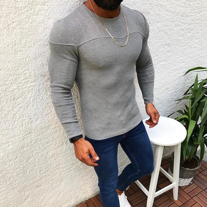 Casual Pure Colour Round Neck Slim Fit Sweater