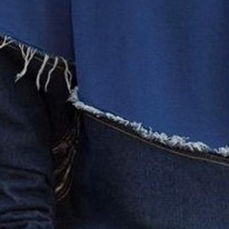 Sports And Leisure Denim Stitching Sweatshirt