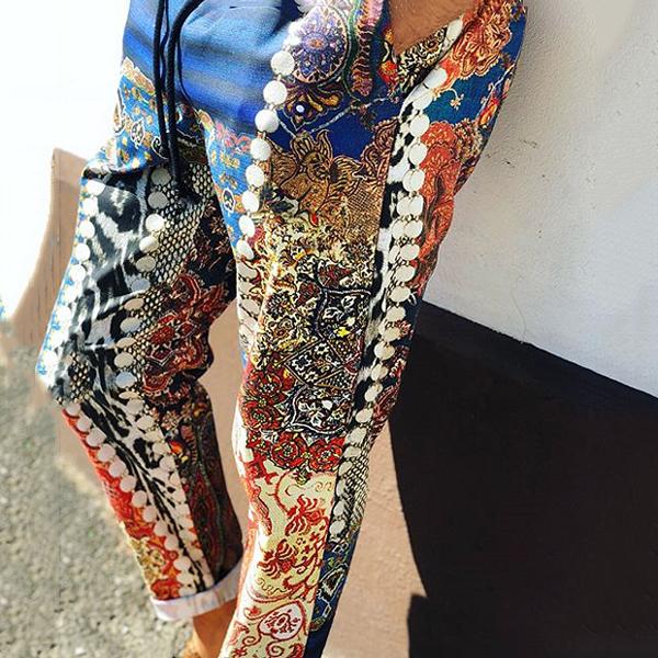 Men's Printed Elastic Waist Casual Pencil Pants