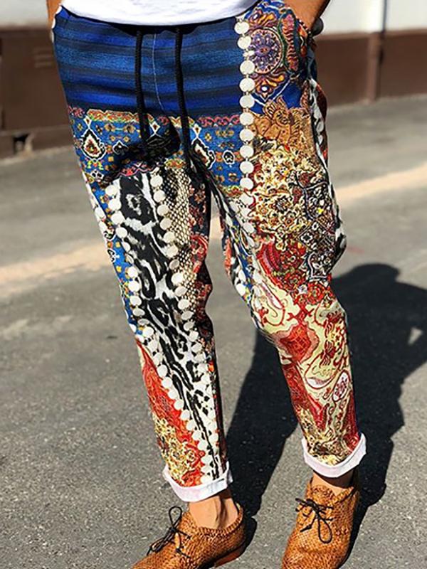 Men's Printed Elastic Waist Casual Pencil Pants