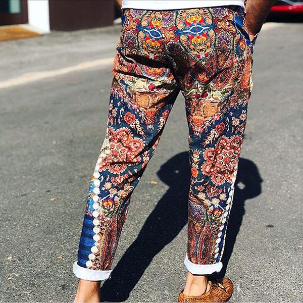 Men's Printed Elastic Waist Casual Pencil Pants