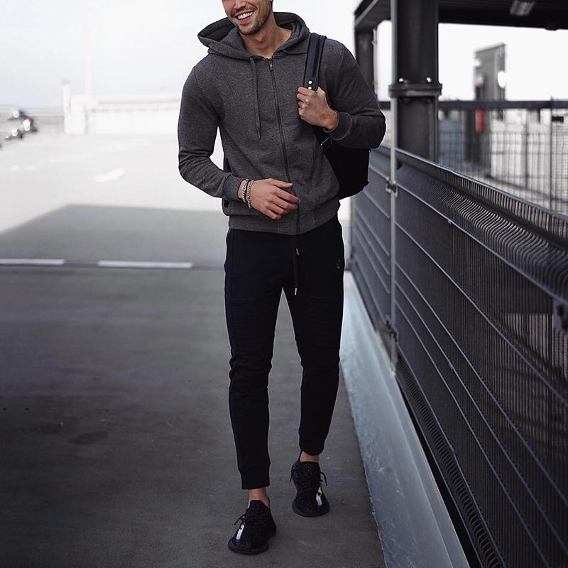 Spring/Autumn Men's Hooded Sweatshirt And Pants Sports Suit