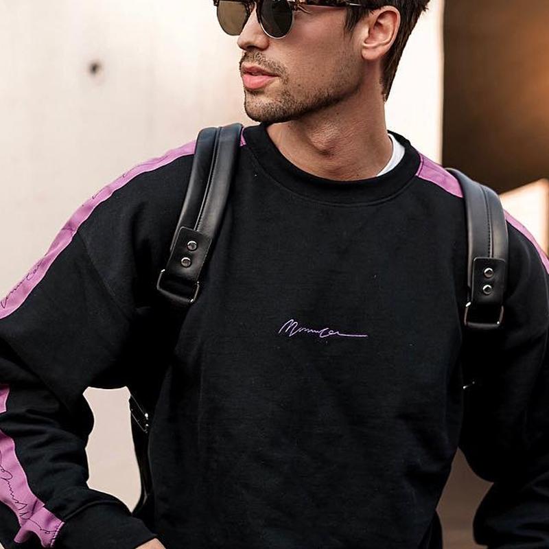 Men's Round Collar Long Sleeves Spliced Loose Sweatshirt