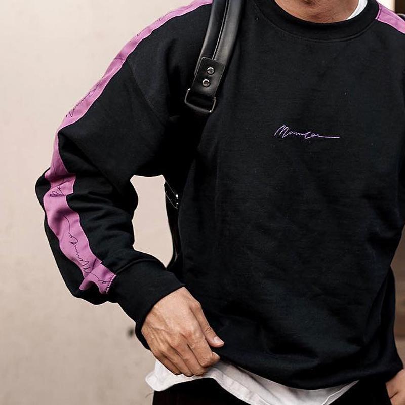 Men's Round Collar Long Sleeves Spliced Loose Sweatshirt