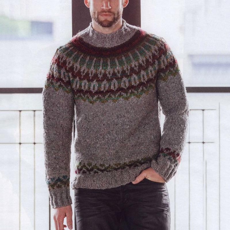Autumn/Winter Men's  Round   Collar Long Sleeved Knitted Sweater