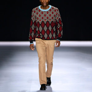 Autumn/Winter Men's  Round Collar Jacquard Weave Knitted Sweater
