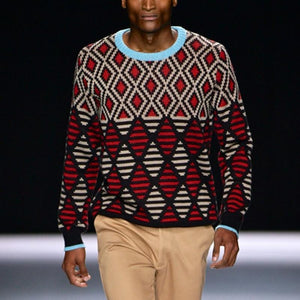 Autumn/Winter Men's  Round Collar Jacquard Weave Knitted Sweater