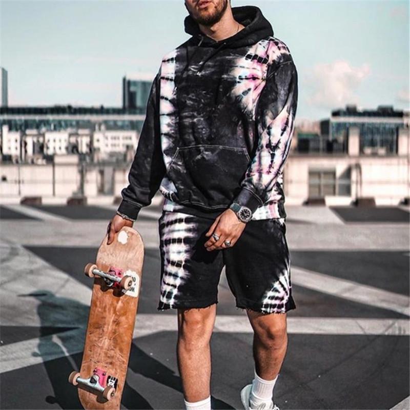 Fashion Tie Dyed Hooded Sweater Suit