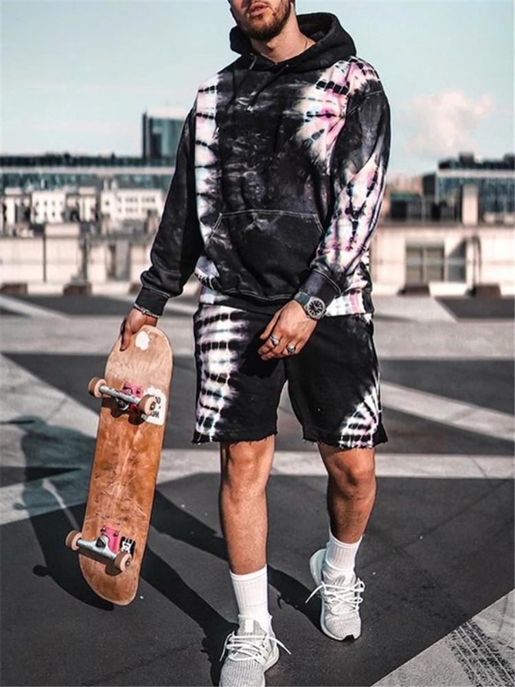 Fashion Tie Dyed Hooded Sweater Suit
