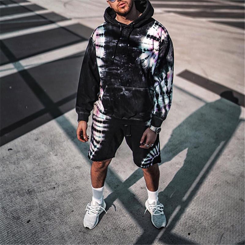 Fashion Tie Dyed Hooded Sweater Suit