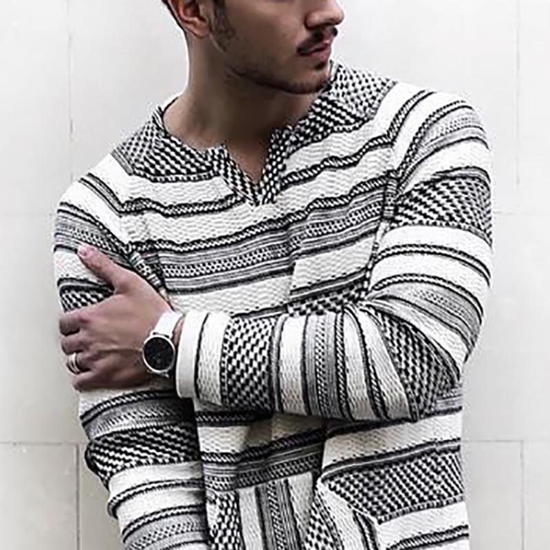 Casual V Neck Long Sleeve Stripe T-Shirt