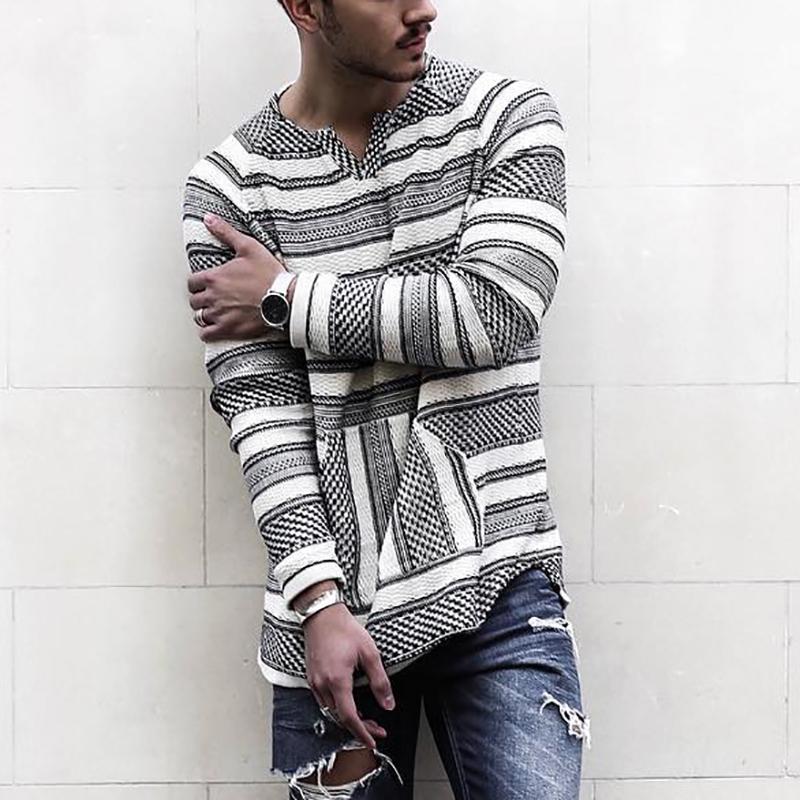 Casual V Neck Long Sleeve Stripe T-Shirt