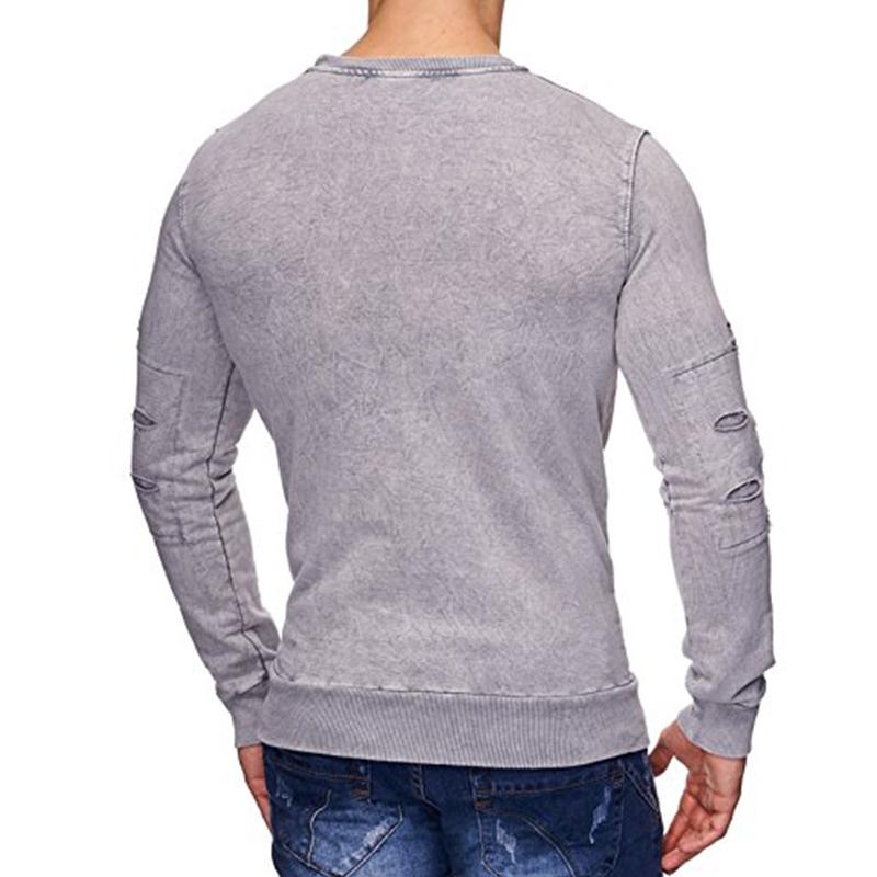 Casual Round Neck Long Sleeved Hole Top
