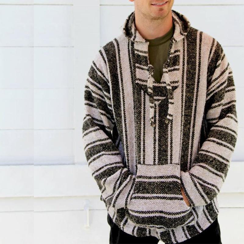 Casual Striped Long Sleeves Baja Hoodie