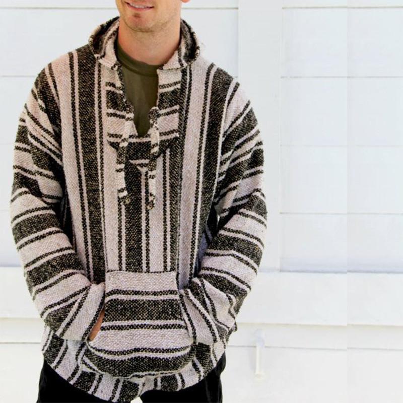 Casual Striped Long Sleeves Baja Hoodie