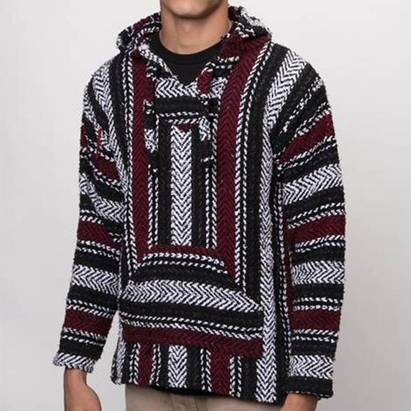 Casual Striped Long Sleeves Baja Hoodie