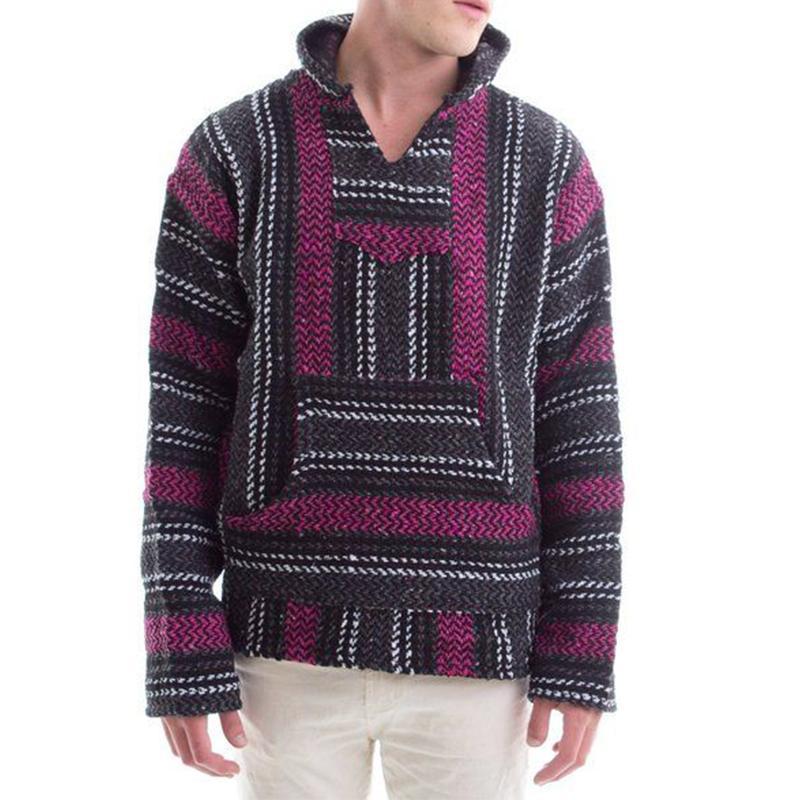 Casual Striped Long Sleeves Baja Hoodie