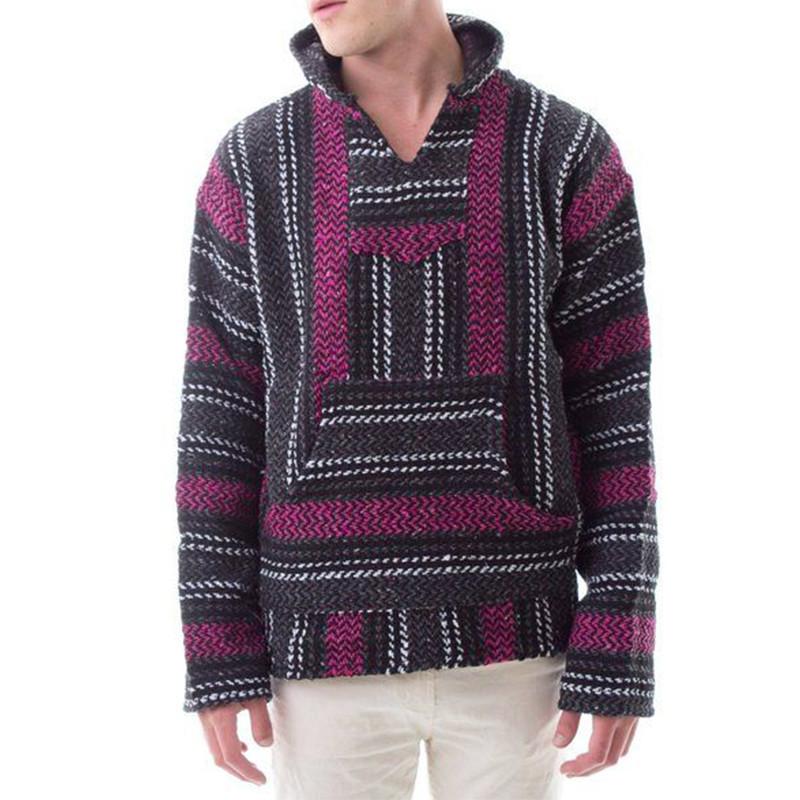 Casual Striped Long Sleeves Baja Hoodie