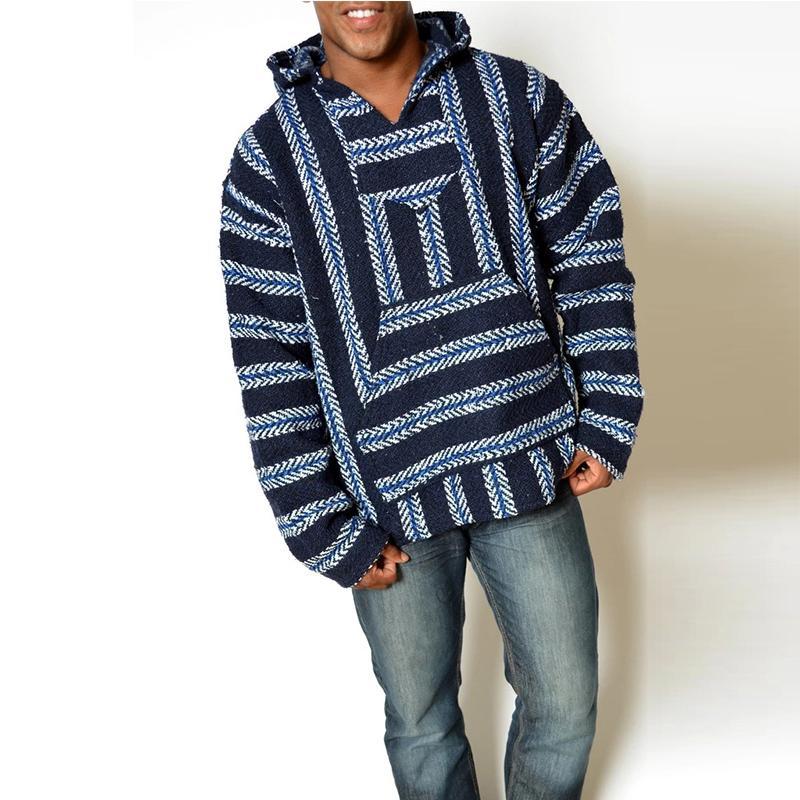 Casual Striped Long Sleeves Baja Hoodie