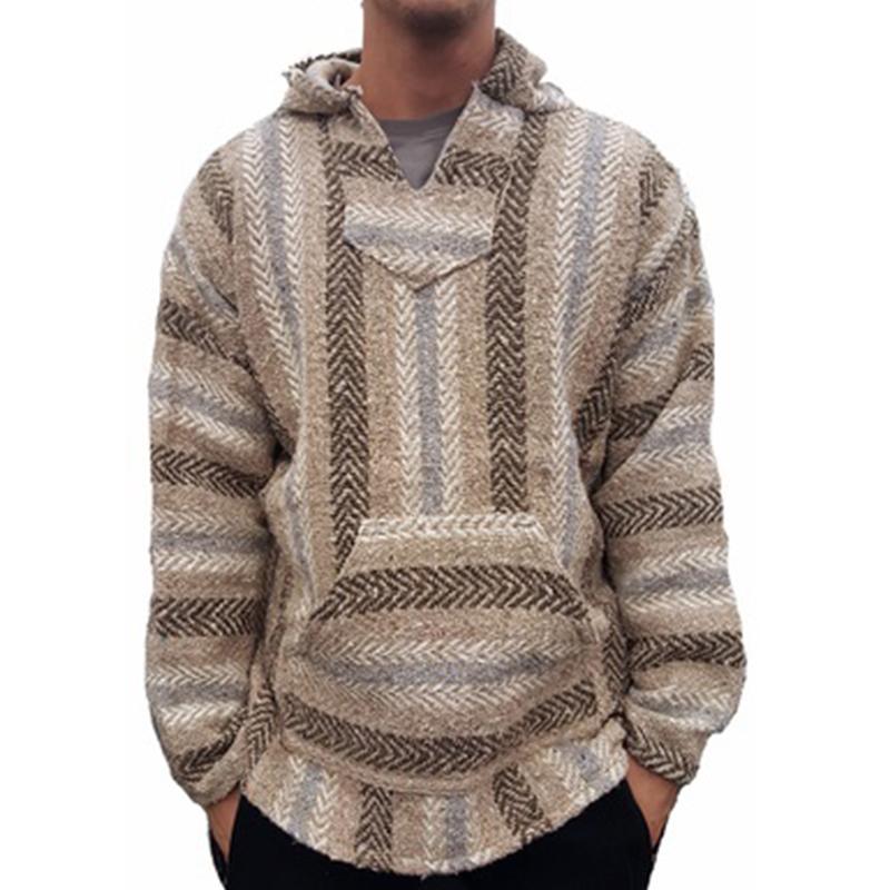 Casual Striped Long Sleeves Baja Hoodie