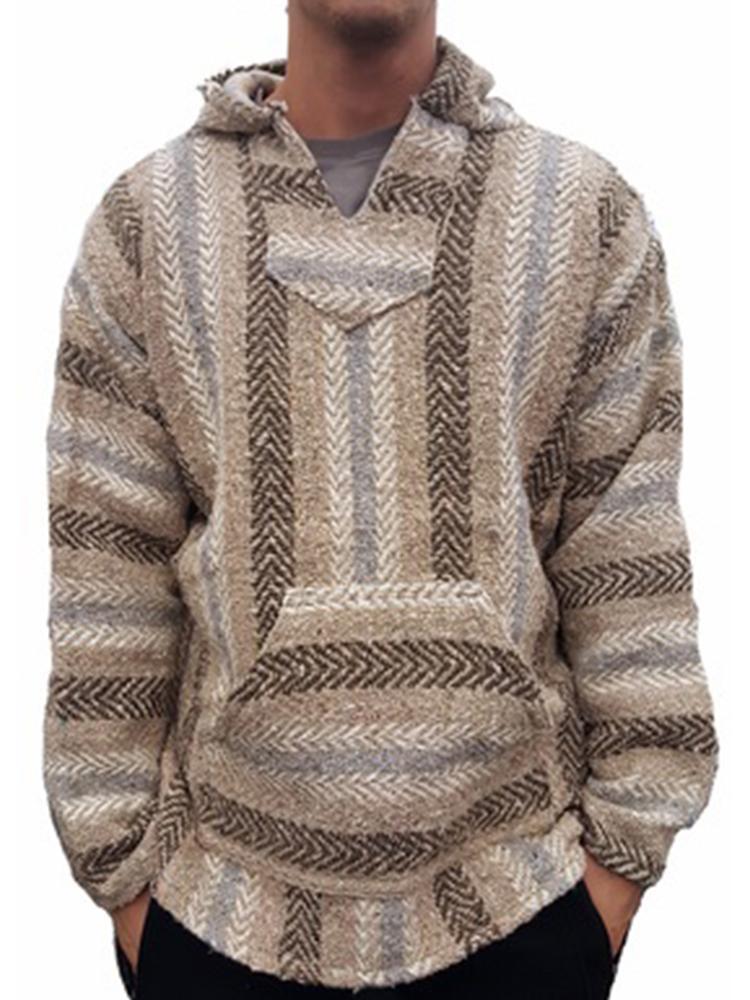 Casual Striped Long Sleeves Baja Hoodie