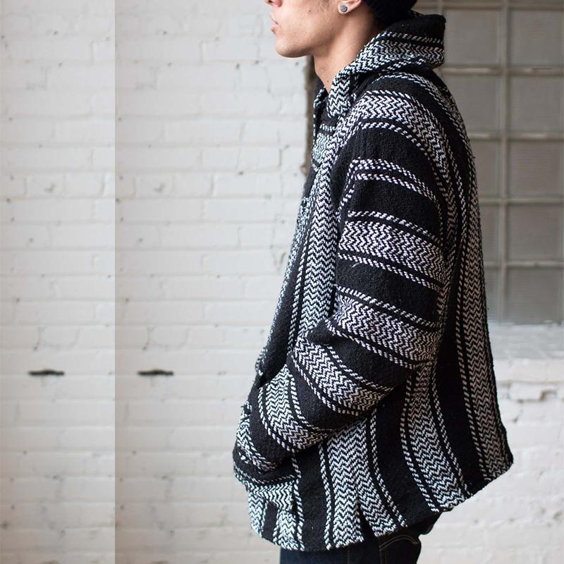 Casual Striped Long Sleeves Baja Hoodie