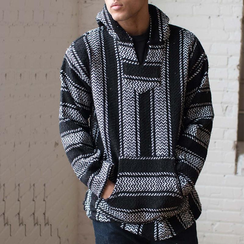 Casual Striped Long Sleeves Baja Hoodie