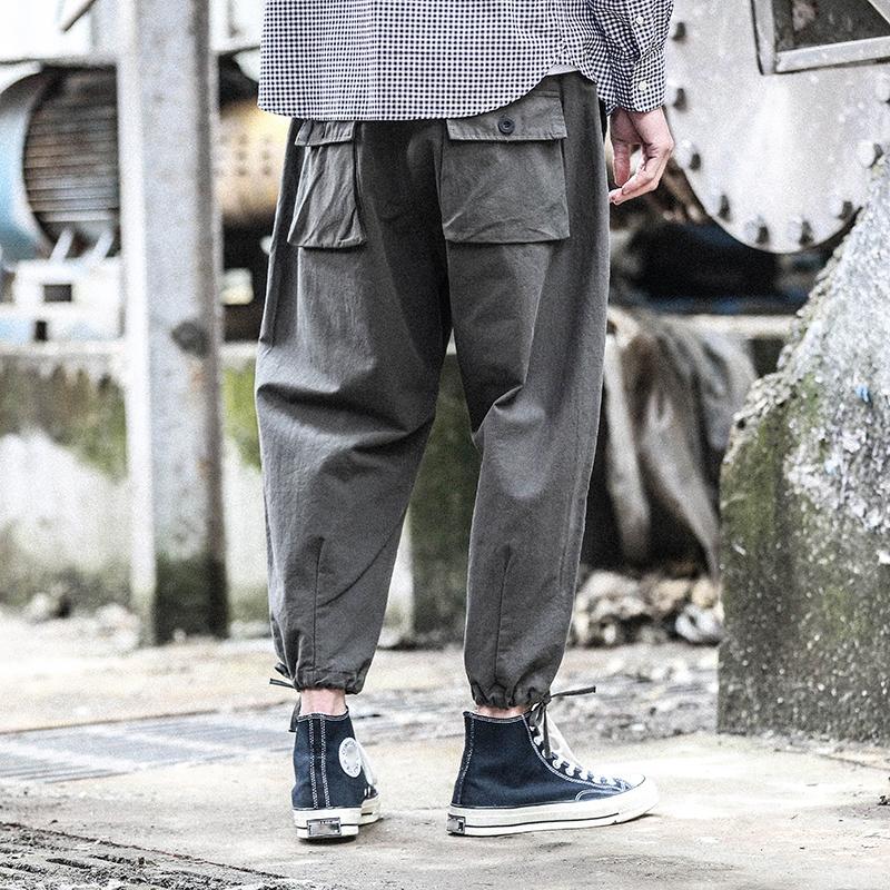 Fashion Pure Colour Elastic Waist Tooling Pants