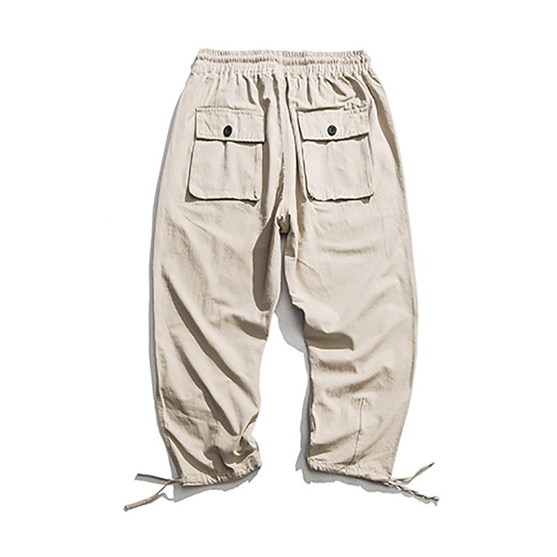 Fashion Pure Colour Elastic Waist Tooling Pants