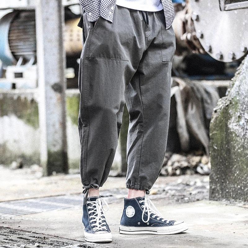 Fashion Pure Colour Elastic Waist Tooling Pants