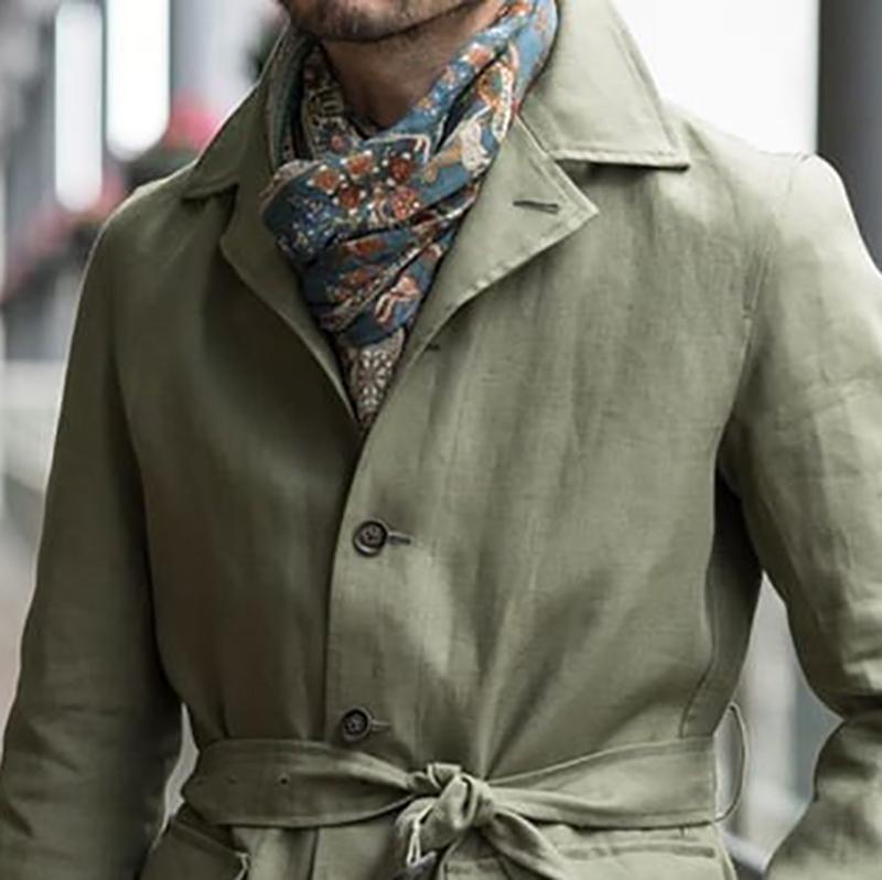 Men's Simple Lapel Pocket Lace-Up Jacket