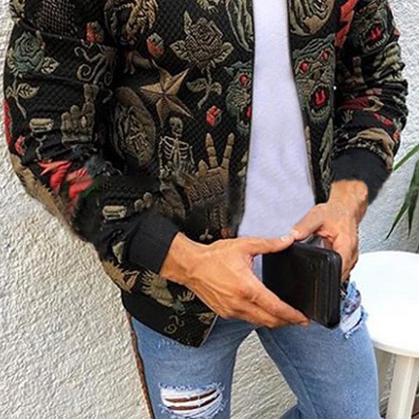 Men's Long-Sleeved Printed Casual Jackets