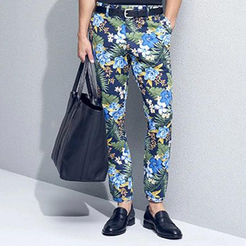 Fashion Floral Print Straight Leg Pants