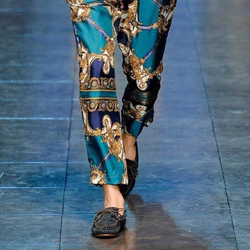 Fashion Single Button Printed Pocket Pants