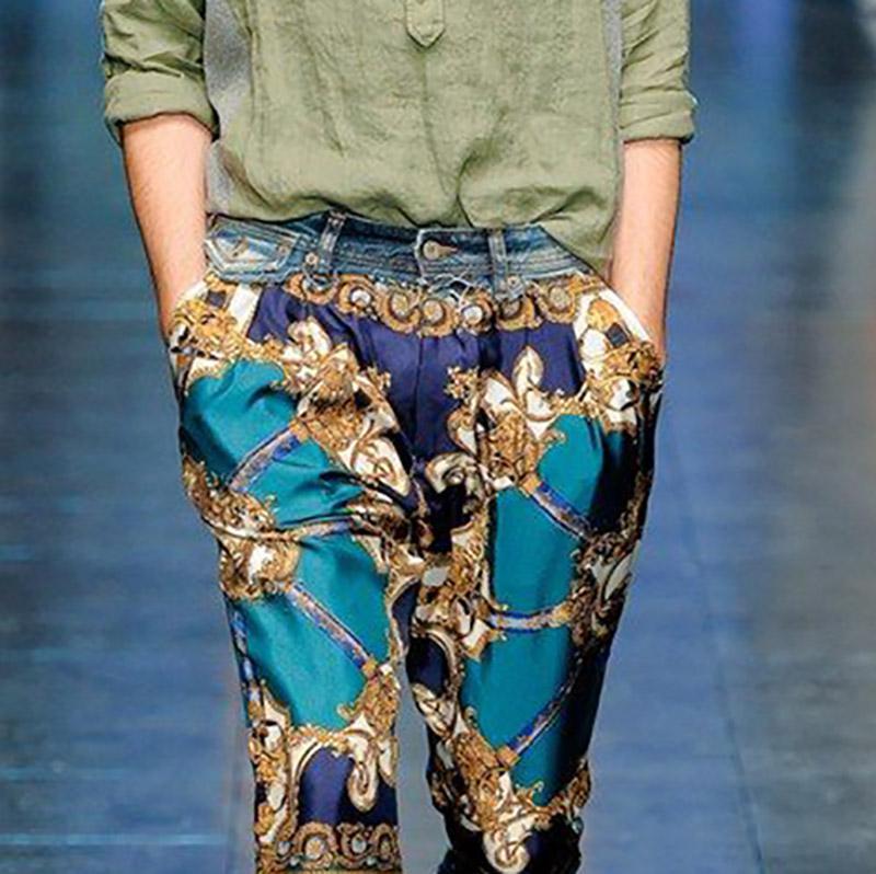 Fashion Single Button Printed Pocket Pants