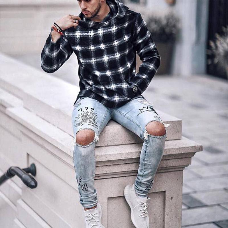 Fashion Loose Plaid Hooded Sweatshirt