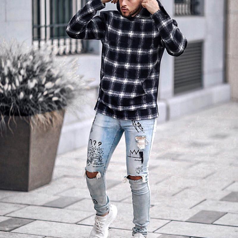 Fashion Loose Plaid Hooded Sweatshirt