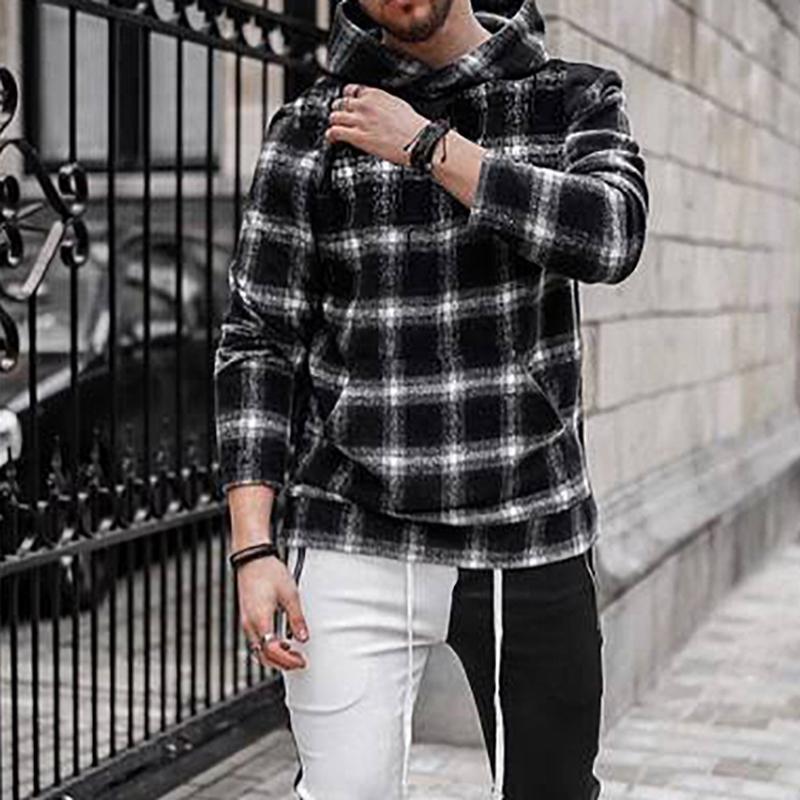 Fashion Loose Plaid Hooded Sweatshirt
