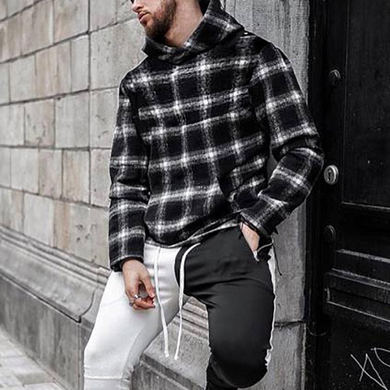 Fashion Loose Plaid Hooded Sweatshirt