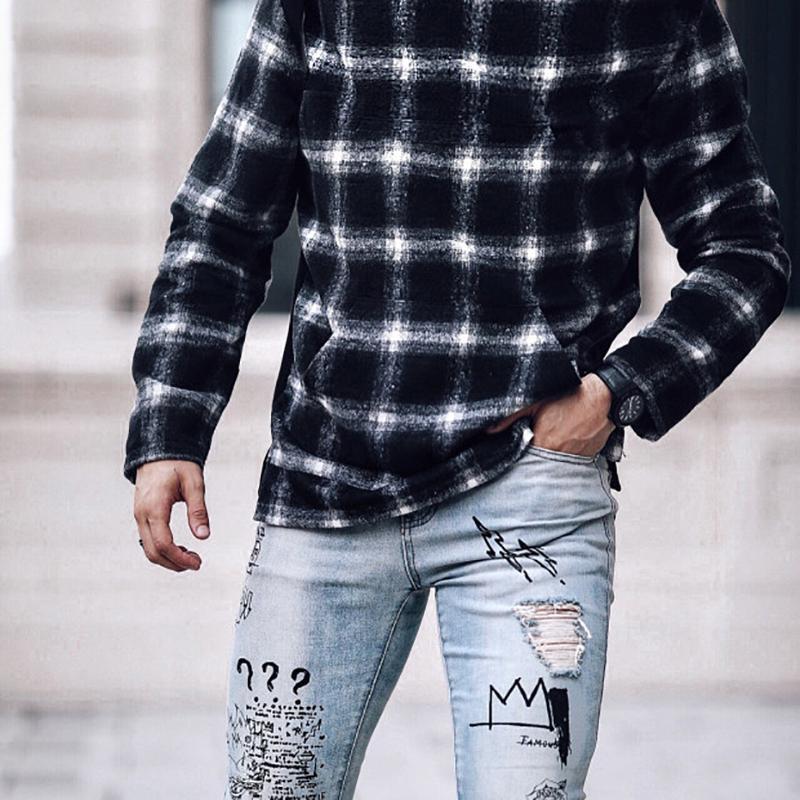 Fashion Loose Plaid Hooded Sweatshirt